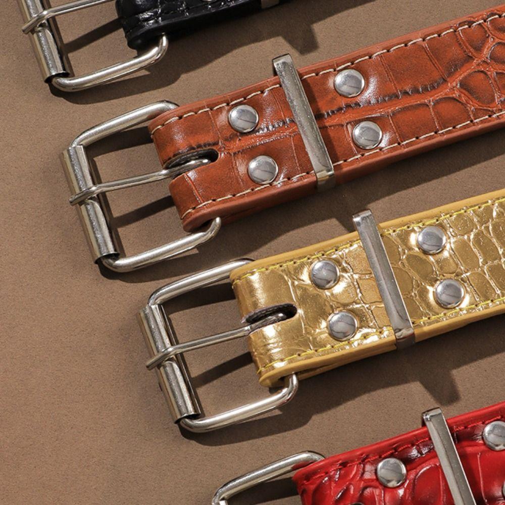 Anti-bite Spiked Dog Collars Adjustable Heavy Duty PU Leather Pet Necklace Anti-Chew Widen Dog Neck Collar Outdoor Dog Walking