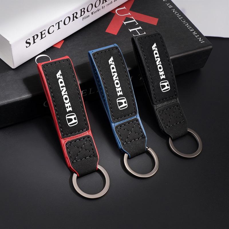 EKSBU1 Suede Car Emblem Keychain Buckle Key Ring For Honda Civic Fit Jazz Accord Pilot CRV Odyssey Shuttle HRV Fk7 Fk2 Mugen Fk8 Type R