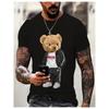 Новая мужская футболка с принтом плюшевого мишки, повседневная, с круглым вырезом, коротким рукавом, летняя, уличная, трендовая, хип-хоп, Харадзюку, с круглым вырезом, большая футболка