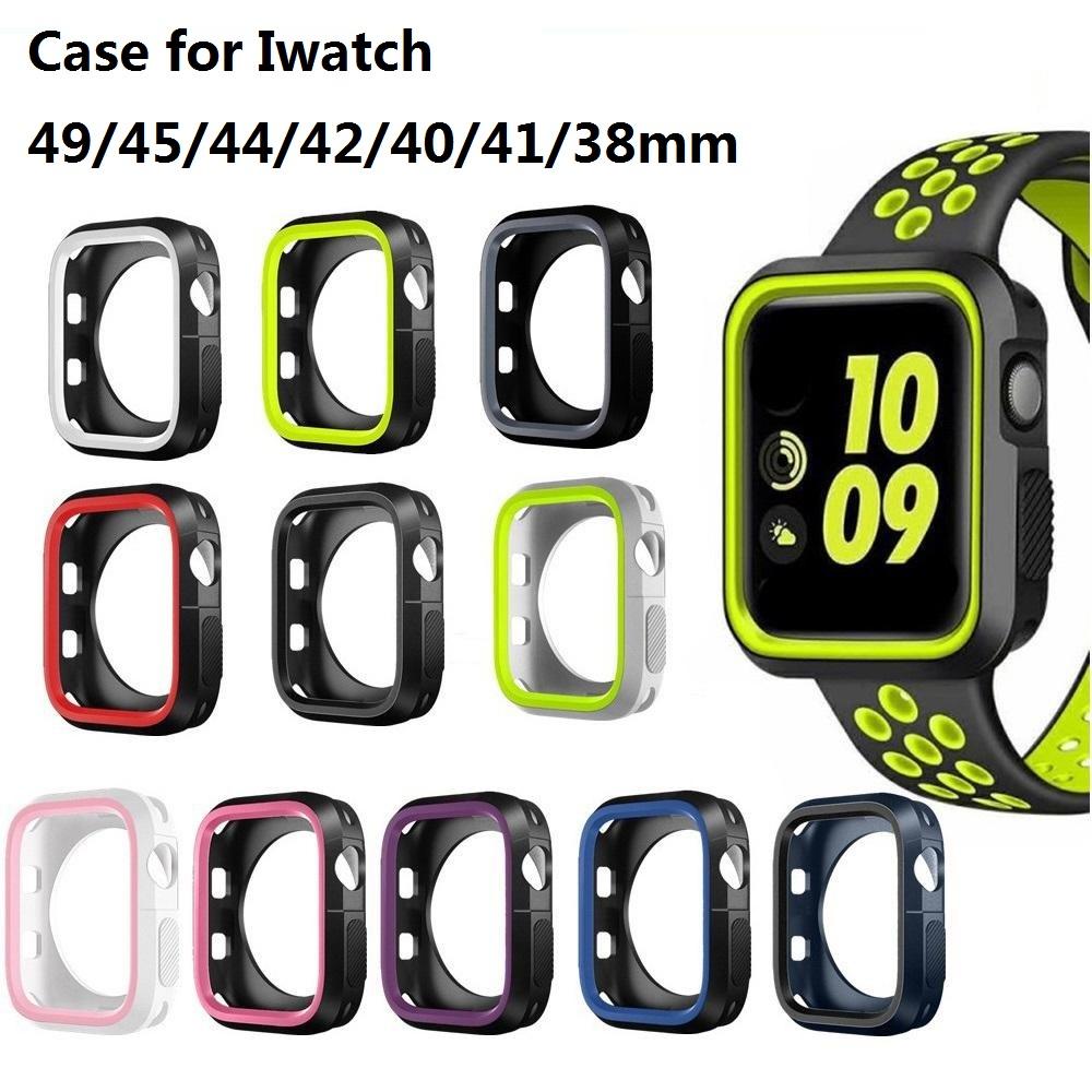 Чехол для Apple Watch 8 Ultra 7 6 SE 5 4 3 Iwatch 44 мм 40 42 38 мм Защитная пленка для экрана силиконовый защитный бампер для Iwatch 40 мм 41 45 мм 49 мм