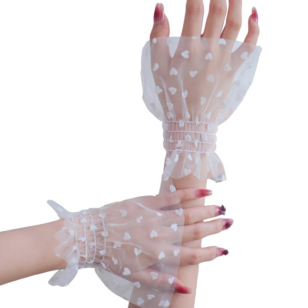 Сетчатые нарукавники с сердечками для фотосъемки ногтей, дышащая прозрачная ткань, эластичные манжеты, модные аксессуары