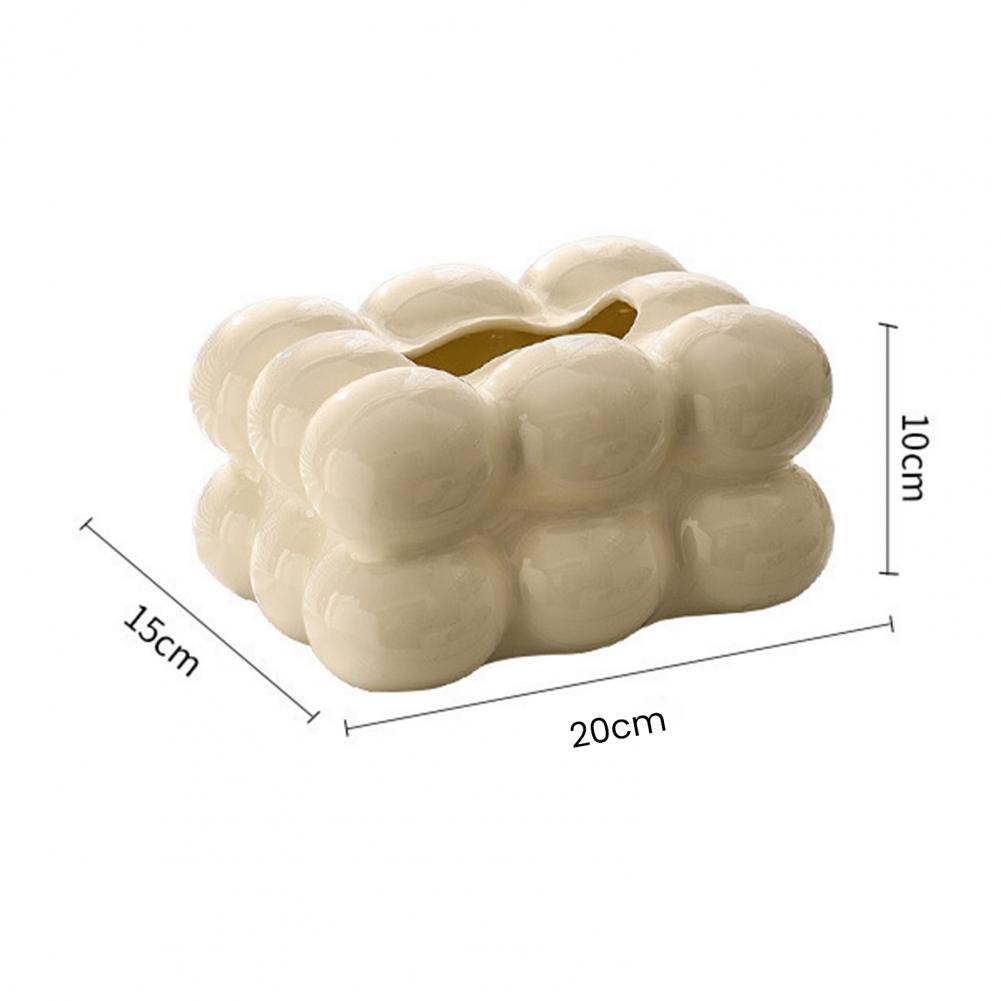 Useful Tissue Box Holder Decorative Dust-proof Ceramics Marshmallow Shape Napkin Holder Box