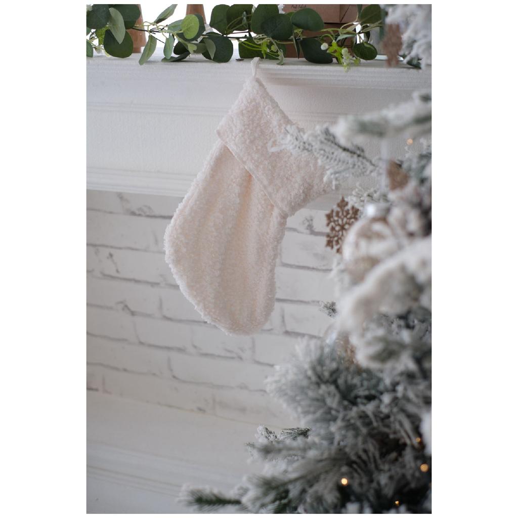 Новогодний плюшевый носок для камина Носок большого размера Teddy White