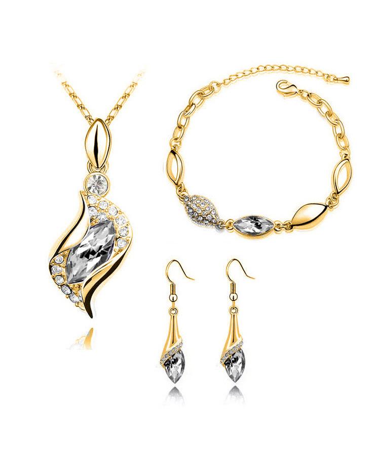 Новая Мода Кристальное Ожерелье Браслет Серьги Циркониевые Наборы для Женщин Conjuntos De Joyeria
