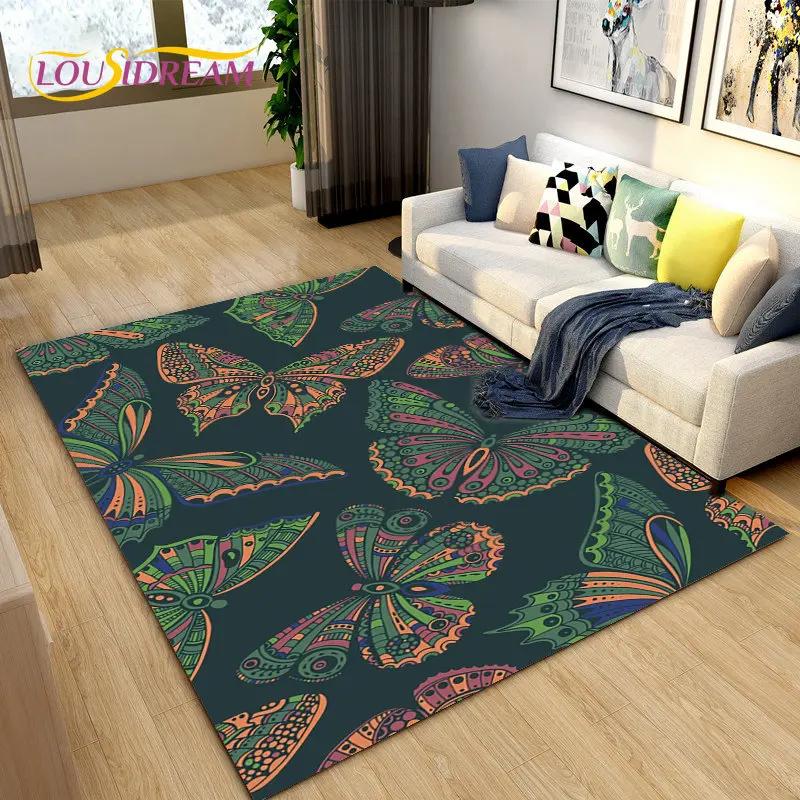 3D красочный коврик с бабочкой и цветком, ковер для гостиной, спальни, дивана для йоги, кухонный коврик для ванной комнаты, нескользящий напольный коврик