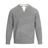 Kisko American Retro Ribbed Faux Two-Piece Commuter Knit Sweater for Men and Women, Simple Casual Inner Layer Top, Trendy