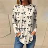 Women's  Loose Casual Bow Printed Round Neck Long Sleeved T Shirt Top Pullover Long Sleeved Sweatshirt