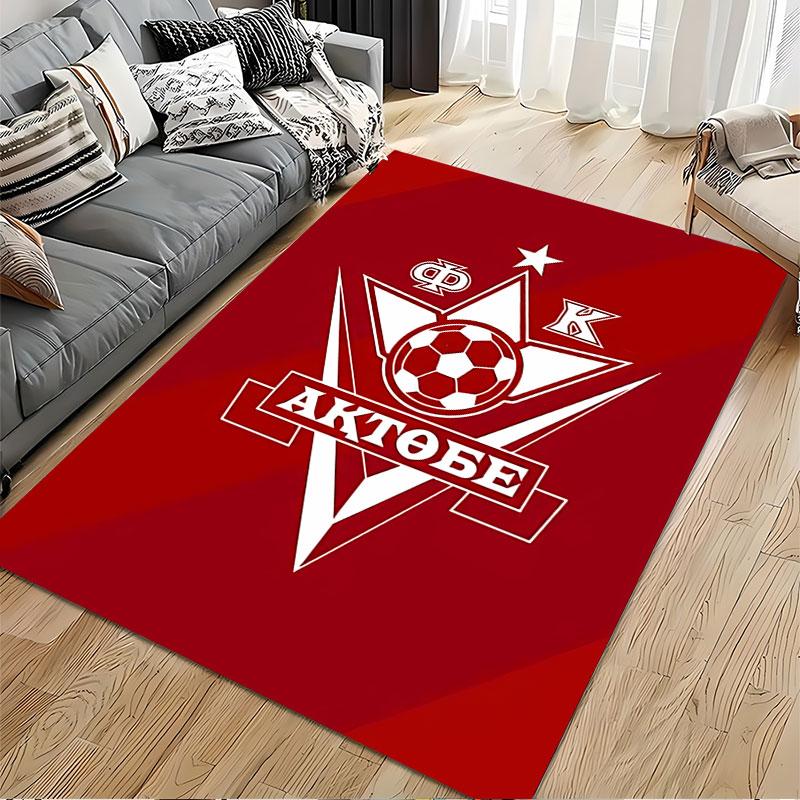 Red Carpet with Soccer Logo suitable as a non-slip mat for the living room or bedroom sofa