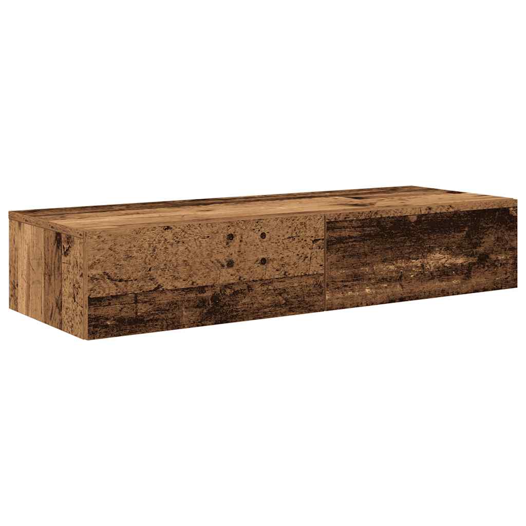 Vidaxl Półka Ścienna Z Szufladami, Stare Drewno, 100X36X19 Cm