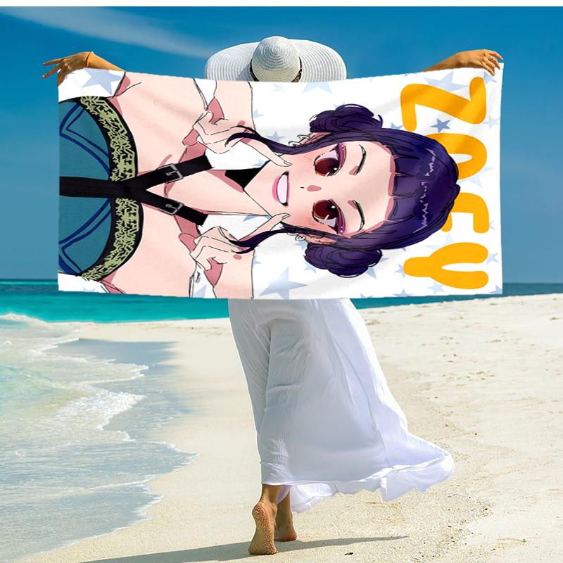 1pc KPop Demon Hunters ZOEY5 Beach Towel, Comfortable and Thick, and Swimming/Bath/Picnic/Camping Towel, Suitable for Seaside Beaches