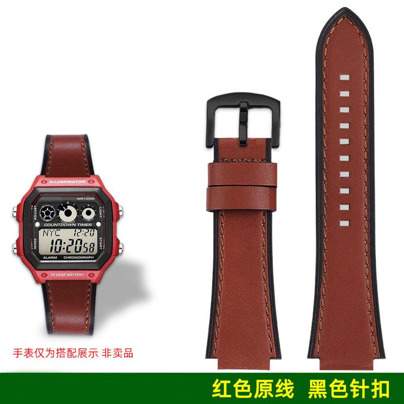AE1200 A158 Ретро Натуральная Кожаная Ремешок Для Casio DW-H5600 A168 AE1300 Винтажный Браслет Часов Мужской Выпуклый рот Бычья кожа Браслет 18 ММ