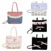 Square Bow Handbag Lace Sweet Crossbody Bag Rural Style Lattice Handbag  Gifts