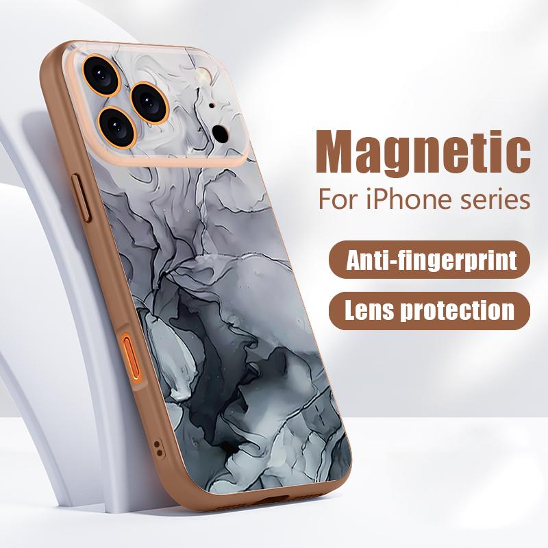 Чехол Для iPhone 17 Pro Max Розовый Мраморный Рисунок Магнитный Для Magsafe Гибридный Тонкий Матовый Чехол Для iPhone 16 15 14 13 Pro Max