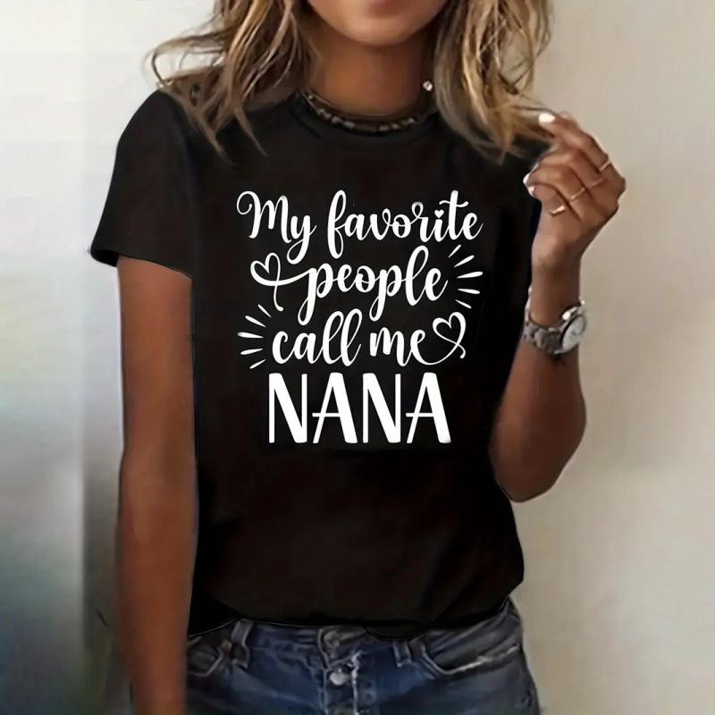 Women Summer Round Collar Cotton Oversize Letter Printed T Shirt - Fashion Short Sleeve Top