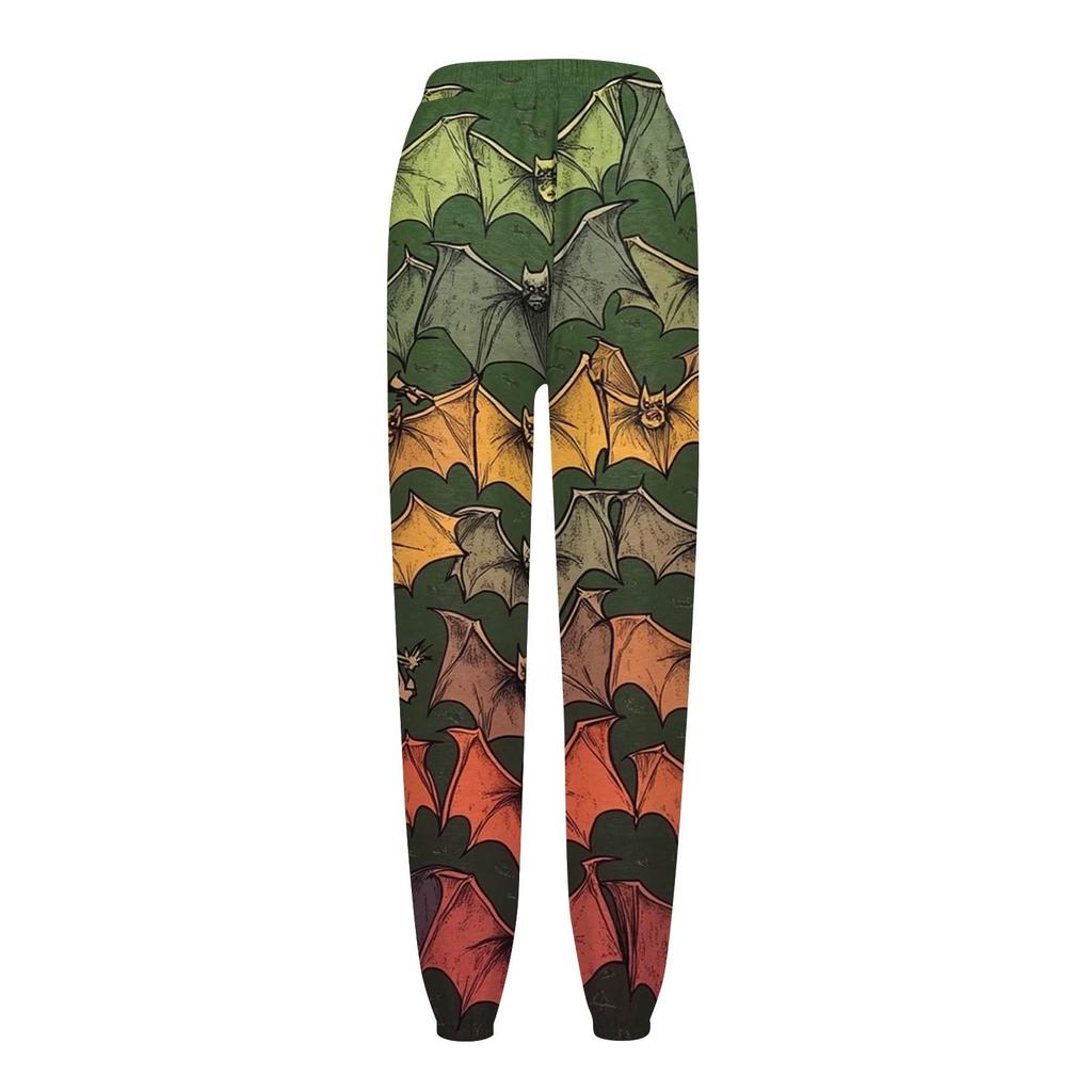 Женские повседневные модные брюки для отдыха с принтом на Хэллоуин, спортивные штаны, брюки с эластичной резинкой на талии, брюки со шнурком