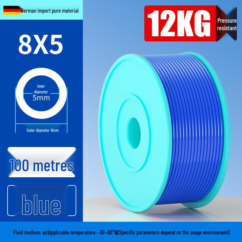 High-Pressure PU 8mm Pneumatic Air Compressor Hose, Transparent, Available in 10/6.5mm and 4/6/12/14/16mm Sizes