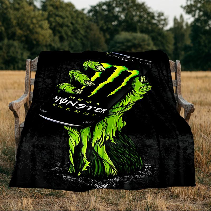Monster Drink Blanket Flannel Throw for Sofa, Indoor, Camping, Living Room, Office, Chair, And Bed Soft Birthday Gift