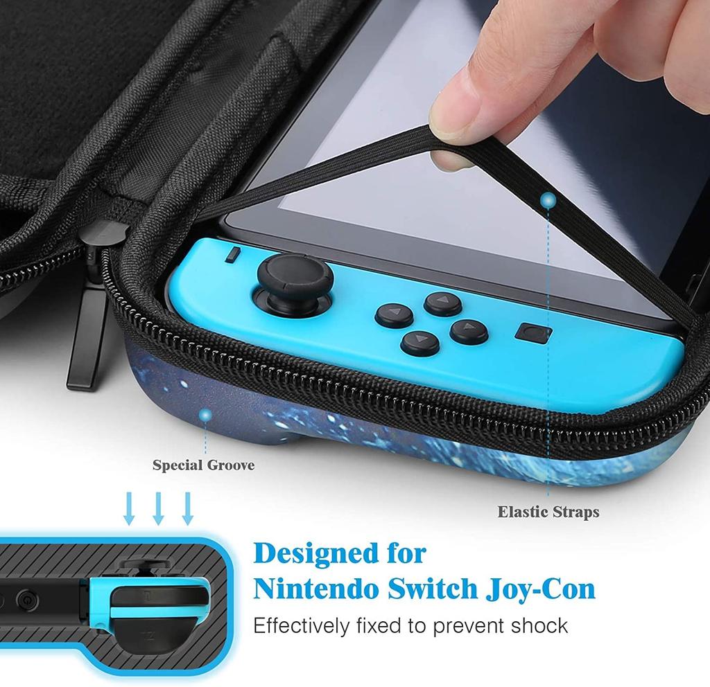 Для Switch Case Совместимость с Nintendo Switch, 9 в 1 набор аксессуаров с чехлом для переноски, док-защитный чехол