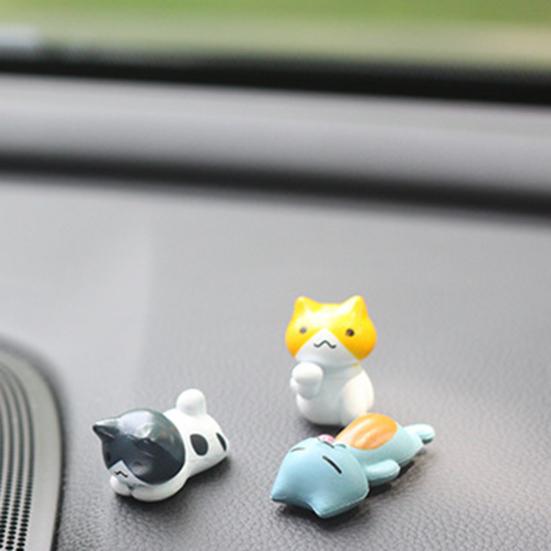 6Pcs Mini Cat Statues Car Center Console Decoration Set Adorable Simple Installation Rear View Mirror Cute Kitty Figurines