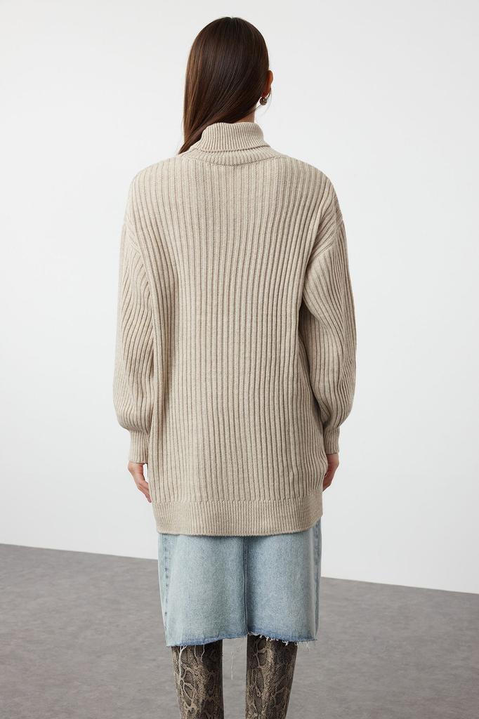 Женский модный стильный свитер в хиджабе, вязаный базовый трикотажный свитер в рубчик с камнем