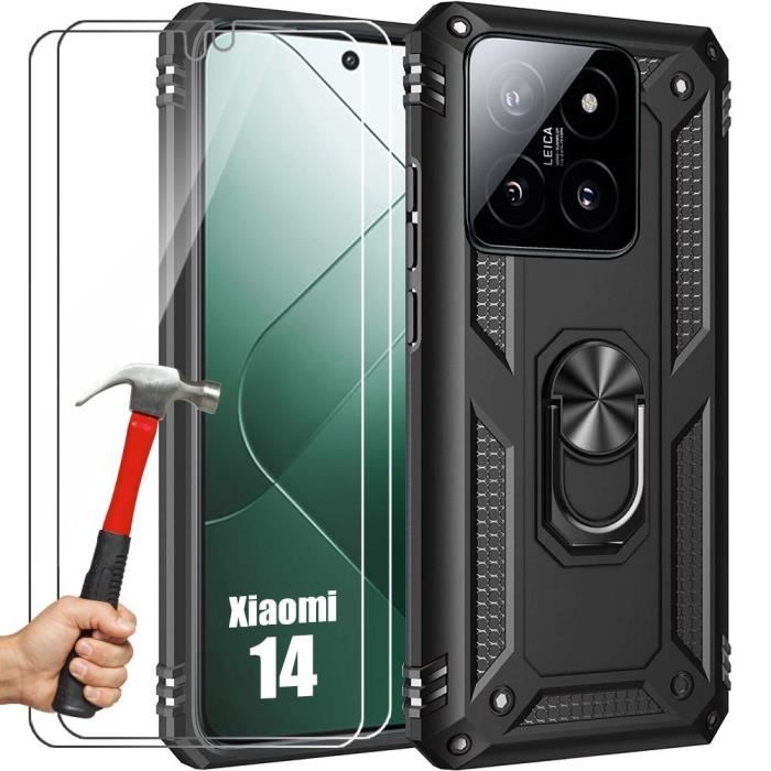 Чехол и Закаленное Стекло - E.F.CONNECTION - Xiaomi 14 - Черный - Защита от Царапин - Ударопрочный