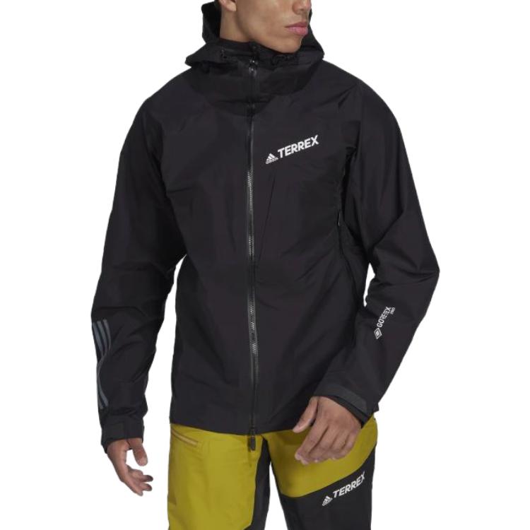 Adidas Куртка с капюшоном на молнии с буквенным принтом Мужские куртки черные HH8899