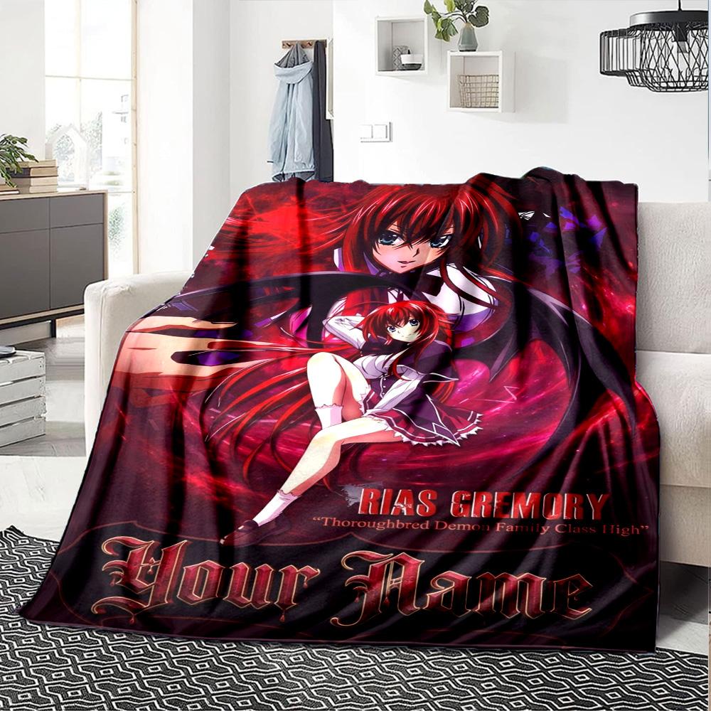 Name Custom Rias Gremory Print Flannel Blanket High Quality Warm Comfortable Cover for All Seasons Perfect for Gifts Home Decor