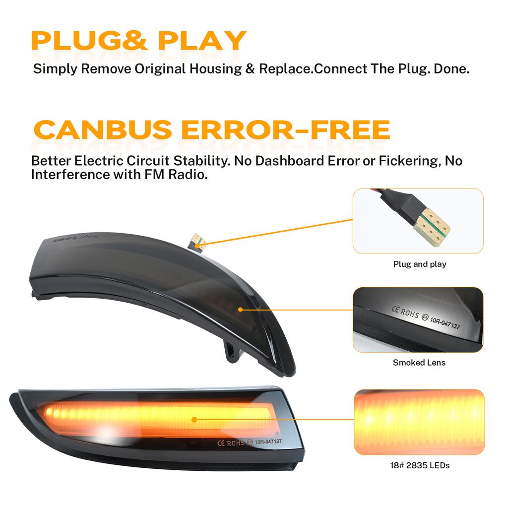 LED Smoked Amber Sequential Turn Signal Light Blinker Side Mirror Indicator For Ford Fiesta MK7 B-Max 2008-2017 Ford Accessories