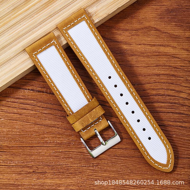 Nylon Sticker Leather Strap Is Suitable For Men And Women 20Mm/22Mm/High Value With Genuine Leather Strap