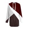 Women's Loose Shirts Printed  Long Sleeve Drawstring Hoodies Knit Side Slit Tunic Hooded Tops With Pocket