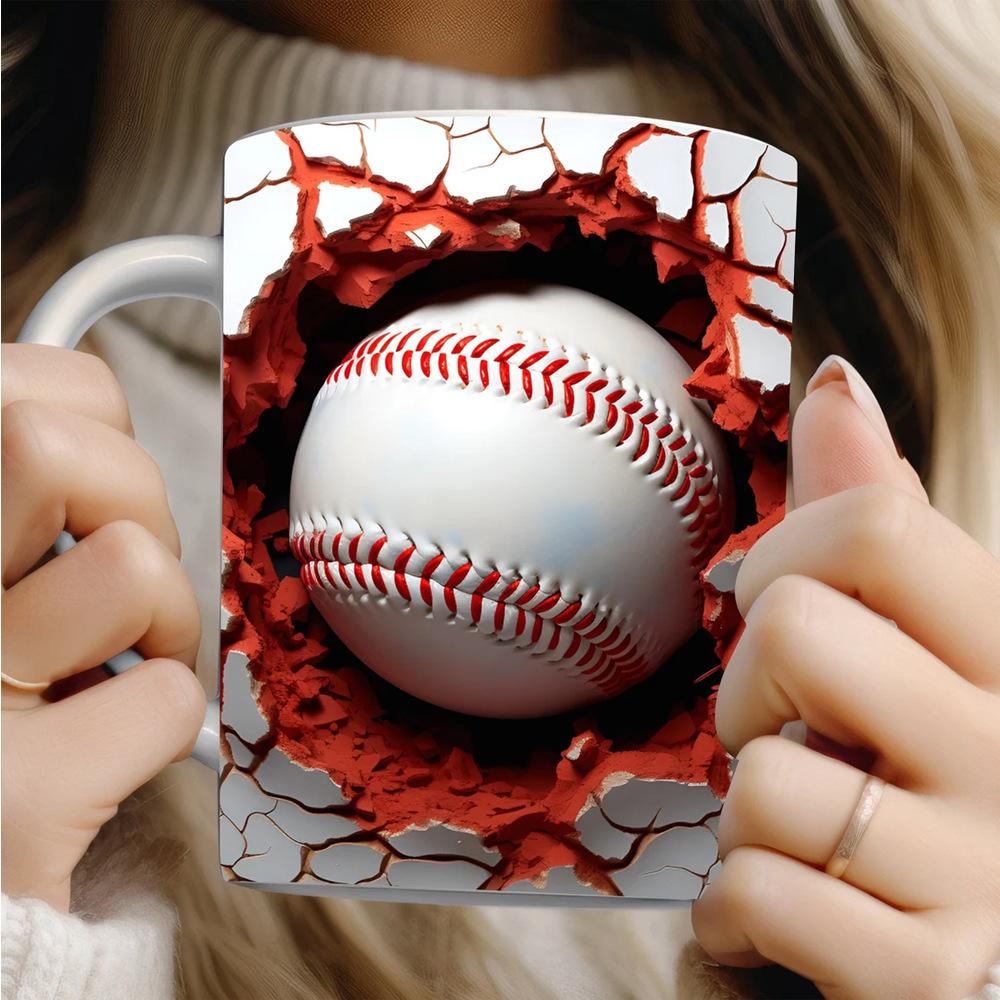 3D Football Hollow Wall Mug Ceramic Hot Fun Coffee Tea Mug Gift