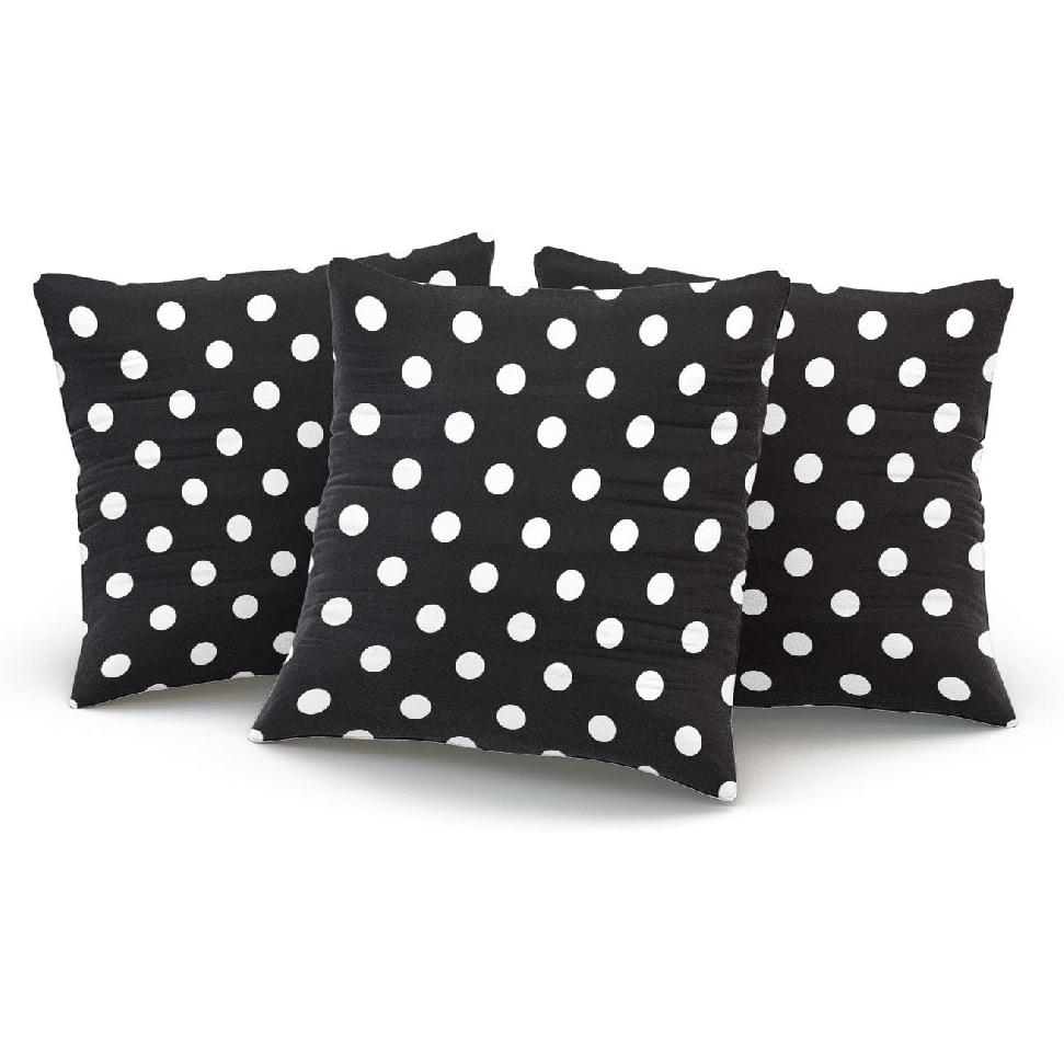 Custom Fancy Plush Black and White Polka Dot Euro Square Pillowcase Zippered One Side Printed 26x26 Inches Throw Pillow Case Cushion Cover