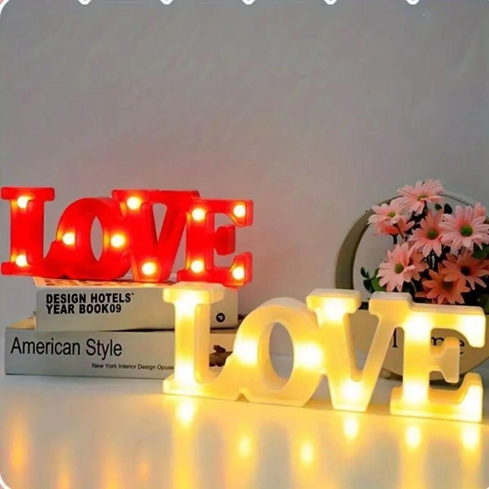Warm Light LED Night Light Plastic Material Heart Marquee Lamp Table Lamp Valentine's Day