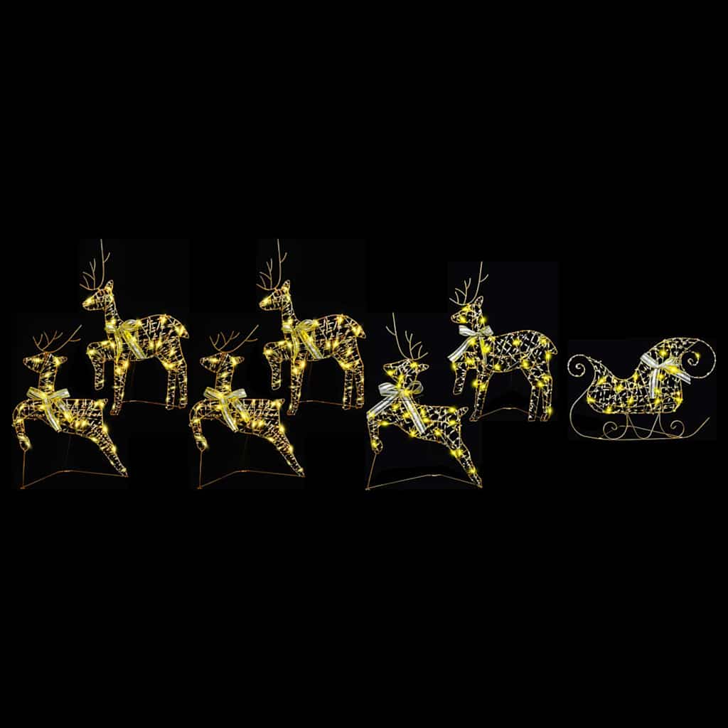 LED Deer with 40 LEDs 7 pcs Gold PET