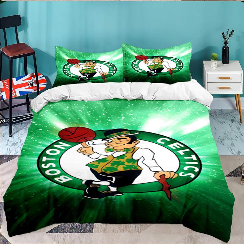 Boston Basketball 3pcs Bedding Set,Including 1pc Duvet Cover And 2pcs Pillowcases Perfect Gift for Christmas,Ideal for Bedroom, Dormitory