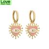 Pair ,Love Heart Shape Evil Eyes Drop Earrings For Women Vintage Statement Crystal Dangle Jewelry