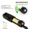 Mini LED Flashlight Zoomable Rechargeable Torch XPE+COB Side Light Emergency Flash Lamp For Outdoor Camping Fishing Lighting