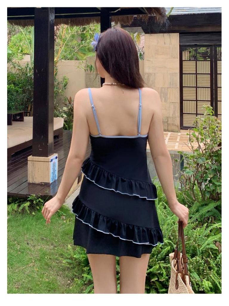 Женский слитный купальник-юбка большого размера 2025 - Стильный весенний пляжный наряд для пышных фигур