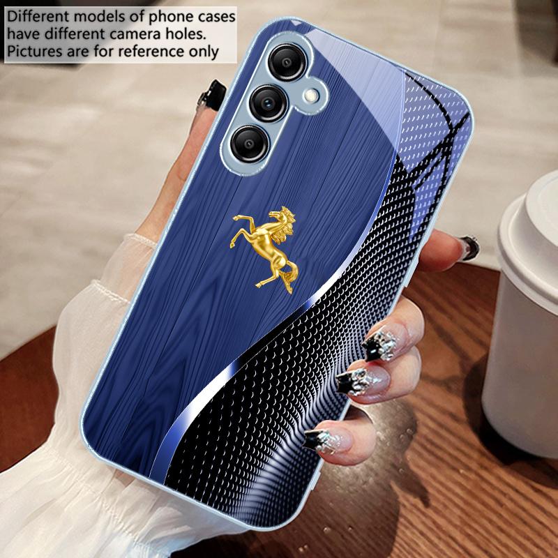 Деревянный зернистый Золотой конь Для Samsung A 73 72 71 70 56 55 54 53 52 51 50 42 35 34 33 32 31 26 25 24 23 22 30 20 стеклянный чехол для телефона