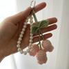 Wool Crocheted Orchid Key Ring Pearl Chain Knitted Key Ring Creative Key Chain  Bag