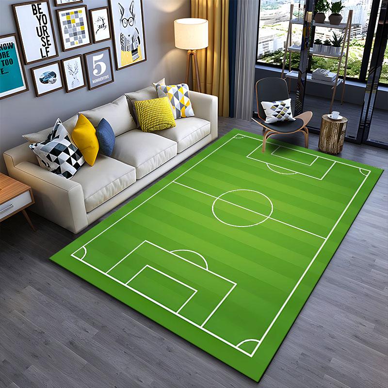 Soccer Field Design Carpet suitable as a non-slip mat for the living room or bedroom sofa