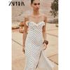 Zaprha 2025 Лето Новое Французский стиль Праздничный Ветер Горошек Бант V-образный вырез Миди Платье 3730510