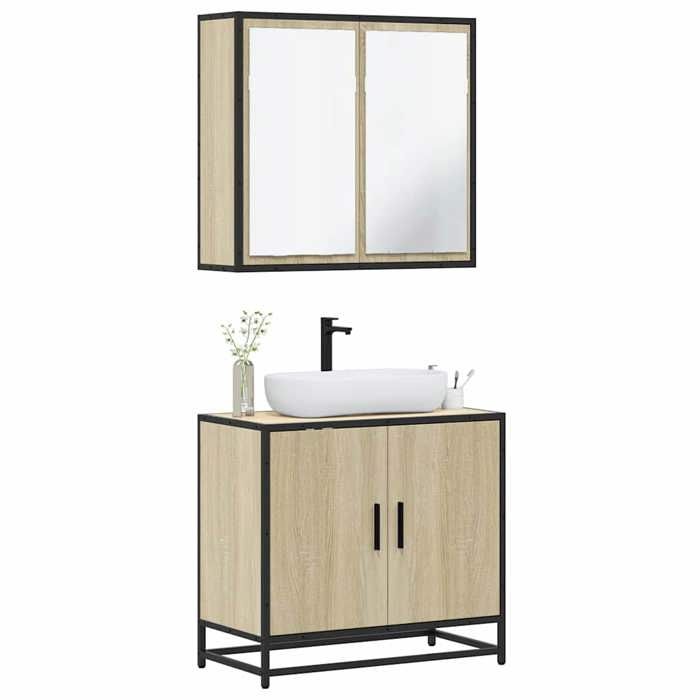 VidaXL Ensemble De Meubles De Salle De Bain 2 Pcs Chêne Sonoma, Armoire De Rangement, Armoire De Bain, Meuble De Toilette 3300886