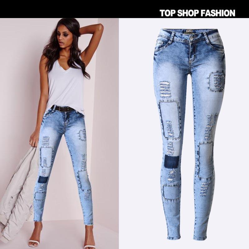 Cotton Denim Size Ripped Jeans High Waist Woman YG Hole Plus Fashion Skinny