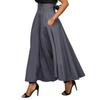 2025 Spring New Women's Solid Color Ankle-Length Skirt with Waist Tie - Flared A-Line Maxi Skirt Half Skirt Solid Strappy Ankle Waist Long Skirt