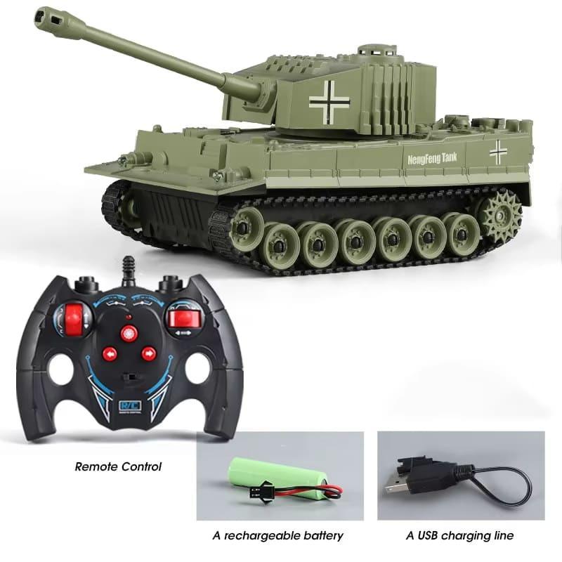 New Rc Tank Four-Way Armored Vehicle Tracked Tank Model Military Truck Simulation Sound Tiger Toy Boy Children Gift Rechargeable Kids Toy
