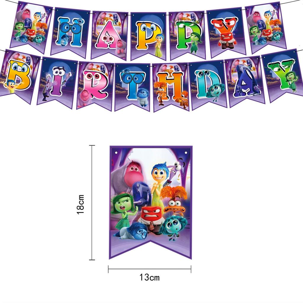 Inside Out Birthday Decorations Party Set, Inside Out Movie Characters, Anime, Disney, Kids, Cute, Funny, Boys, Girls, Purple, Blue, Green, Happy
