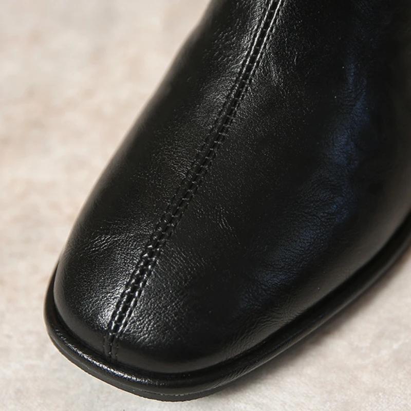 Luxury Women's Boots High Quality Square Toe Women's Ankle Boot Fashion Med-High Heels Women Shoes British Style Knee-High Boots