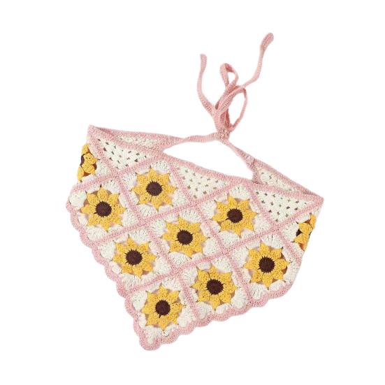 Готический вязаный крючком головной платок с цветочным узором на шнуровке, дышащий эластичный головной убор с растительным узором, аксессуары для волос