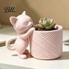 Cute Kitty Flower Pot 3D Printed Cat Planter, Pot, Decorative Mini Animal Plant for Succulents Cacti, Home Office Desk Decor Compact Indoor
